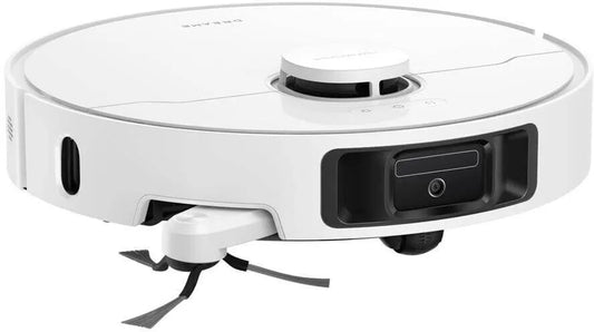 White robot vacuum cleaner on a white background