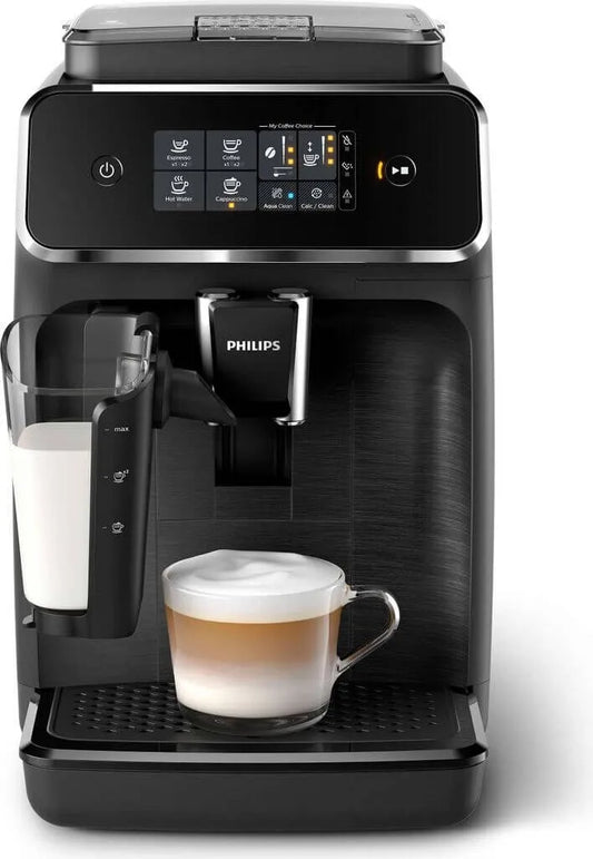 Philips coffee machine with a cup of coffee on a white background