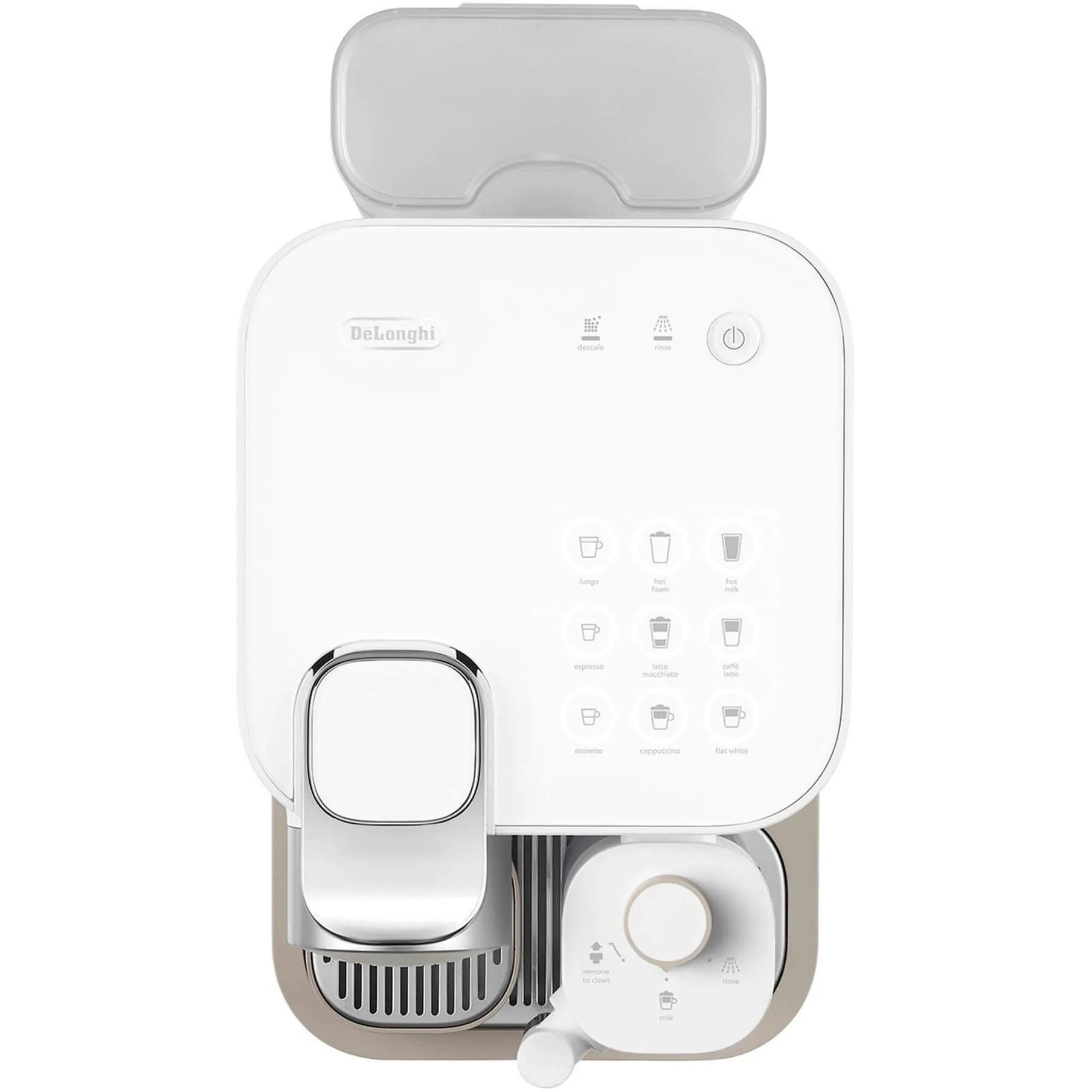 White and beige electronic device with control panel on a white background