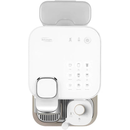 White and beige electronic device with control panel on a white background