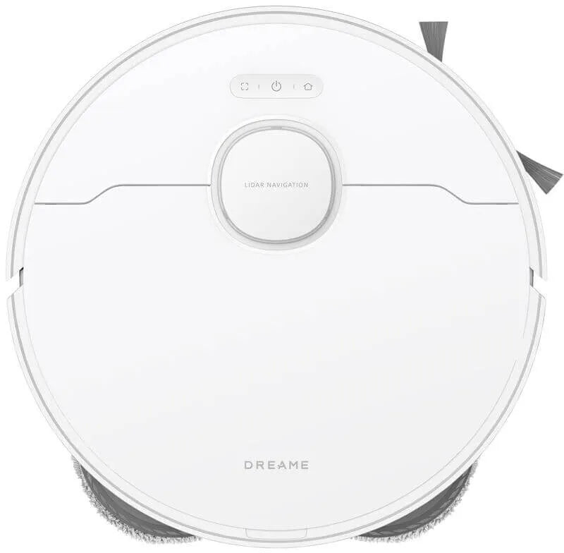 White robotic vacuum cleaner with 'Dreame' branding on a white background