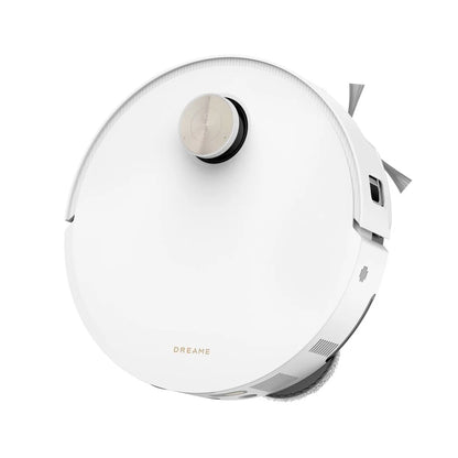 White robot vacuum cleaner on a white background