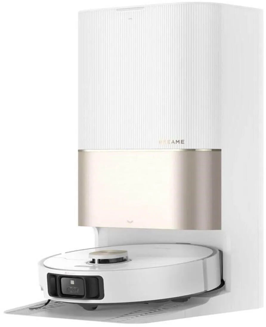 Robotic vacuum cleaner on a white background with 'Eufy' branding.