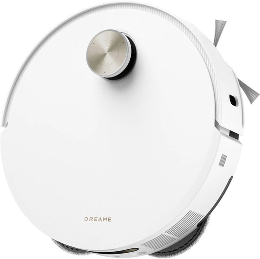 Robotic vacuum cleaner with 'Dreame' branding on a white background