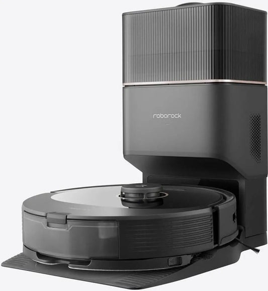 Roborock robot vacuum cleaner on a white background